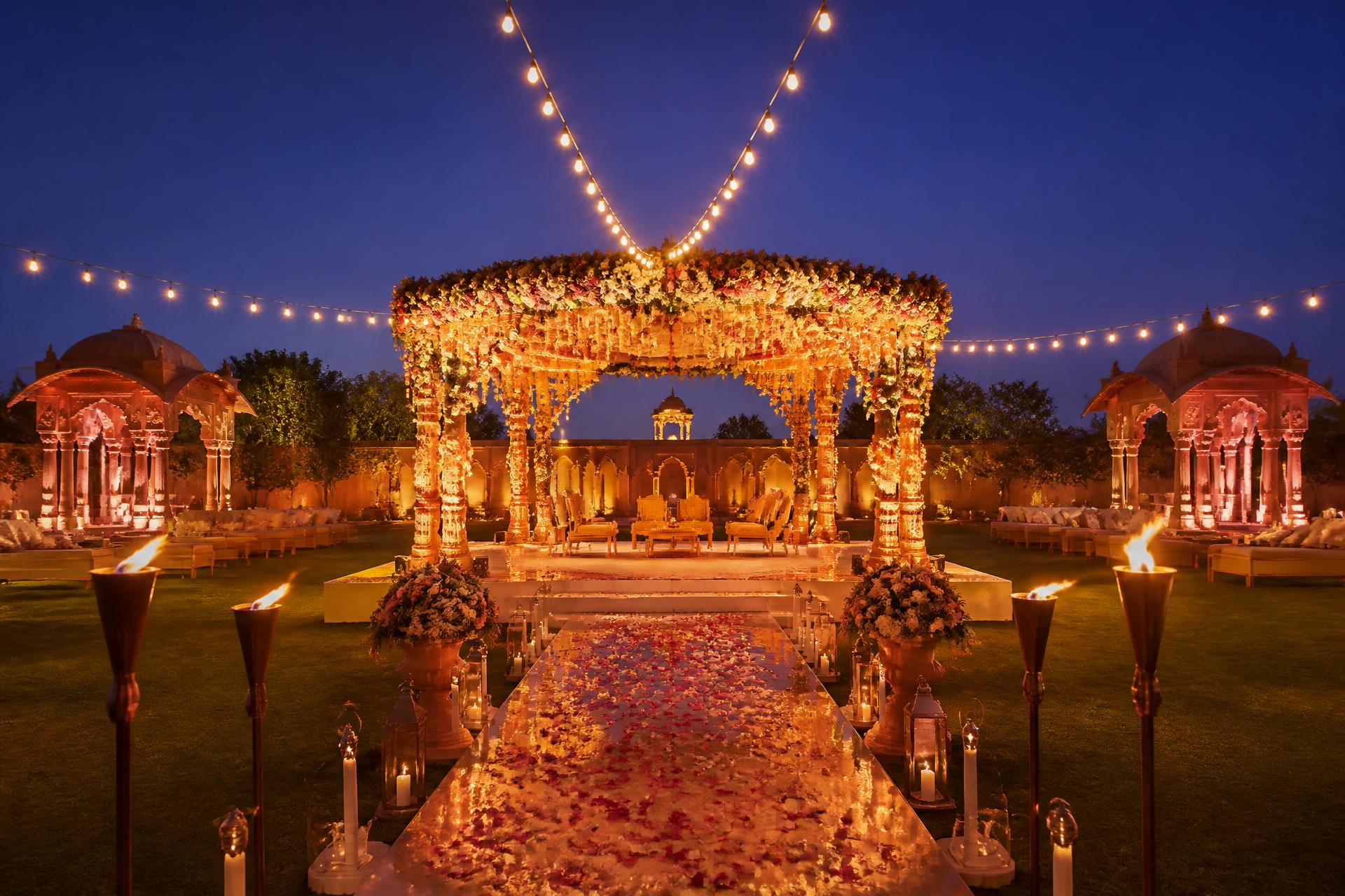 Marriage garden at dusk
